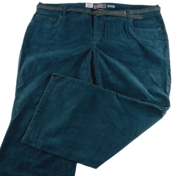 Old Navy Belted Low Waist Bootcut Corduroy Pants Women's Size 26 Blue Stretch - Picture 1 of 7